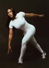 Silver Linen Leggings Set - Icy White