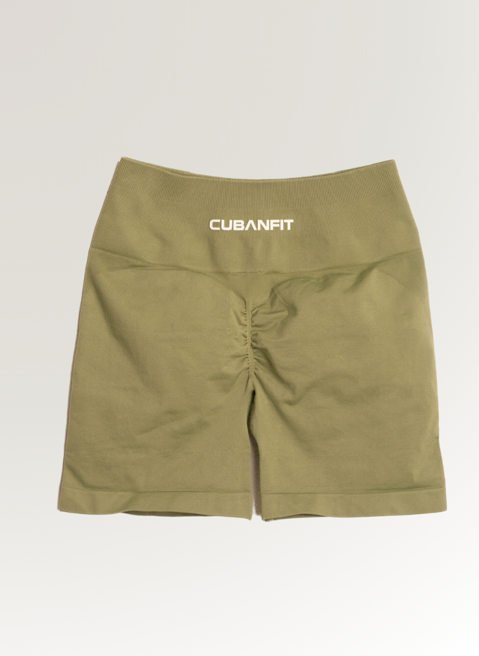 OLIVE SEAMLESS SCRUNCH SHORTS CubanFit