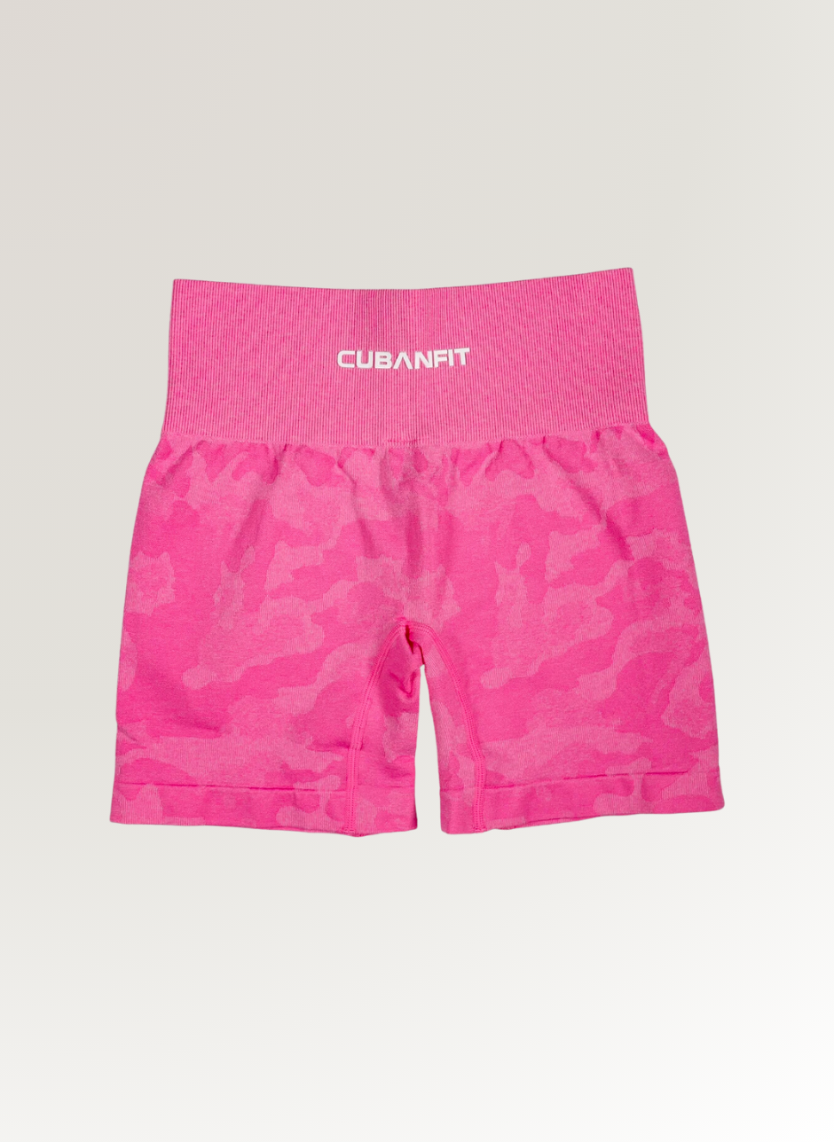 FUSCIA SEAMLESS CAMO SHORTS CubanFit