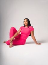 Silver Linen Leggings Set - Fierce Fuchsia