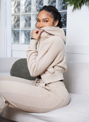 Off-Duty Cropped Hoodie - Latte